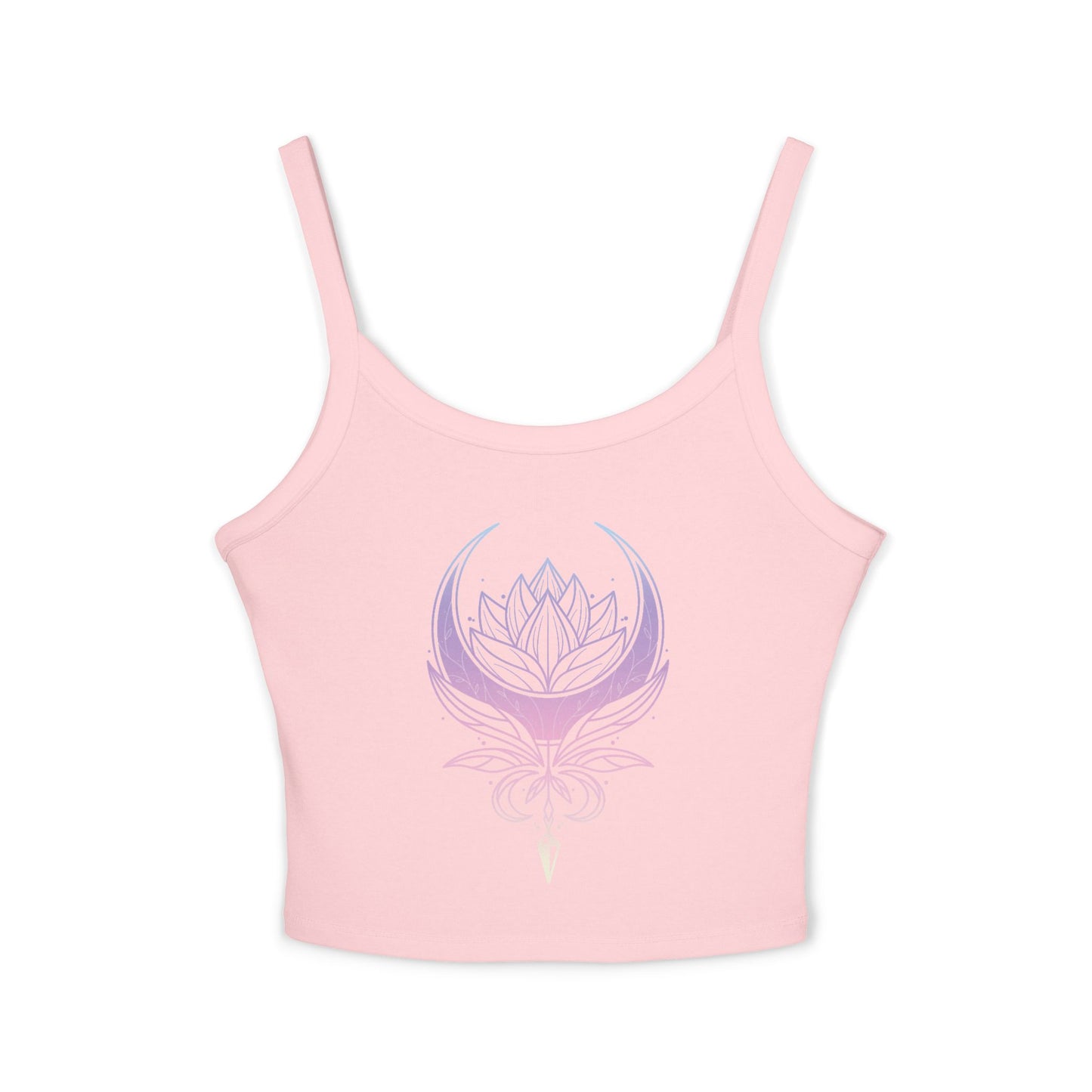 Lotus Crescent Moon Spaghetti Strap Tank Top