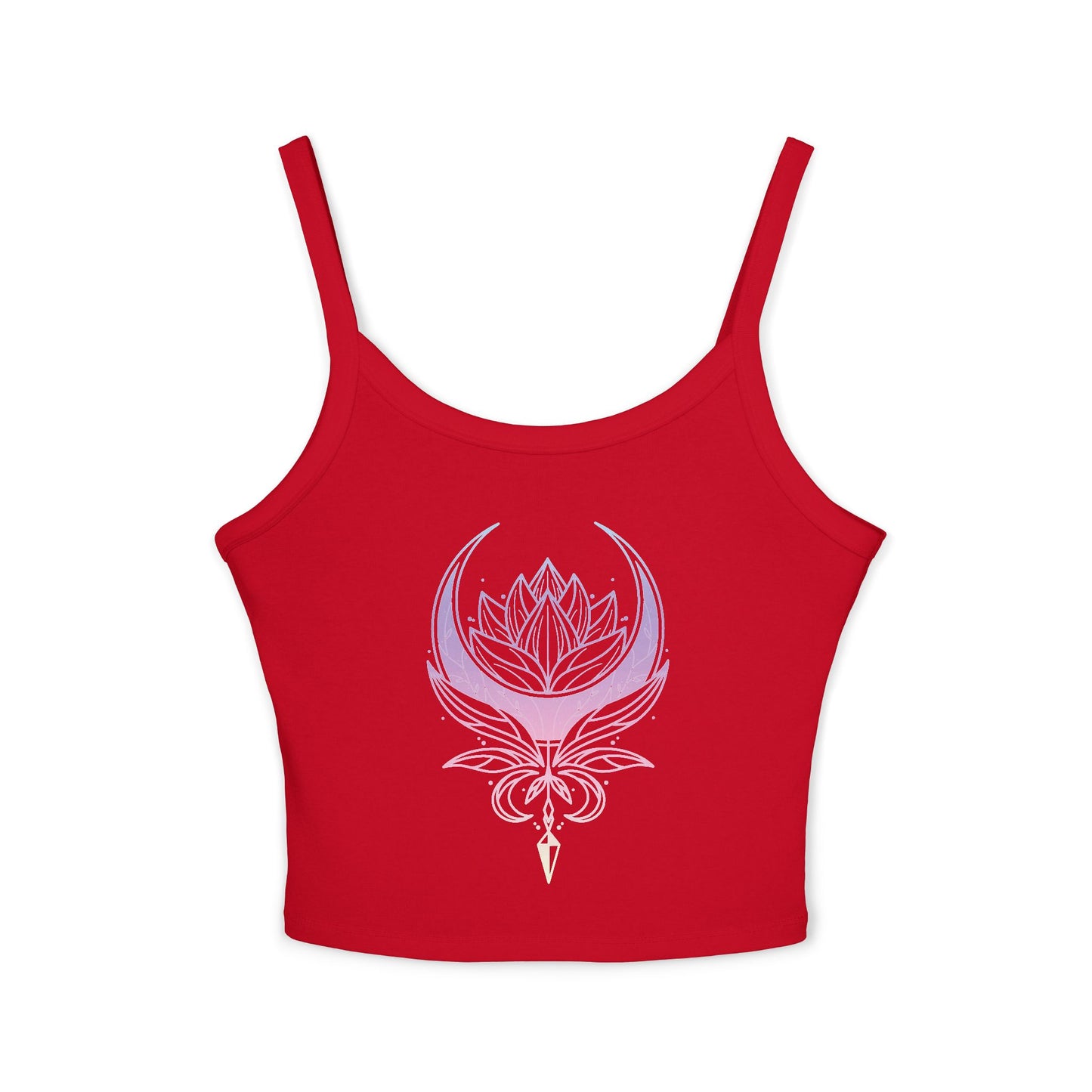 Lotus Crescent Moon Spaghetti Strap Tank Top