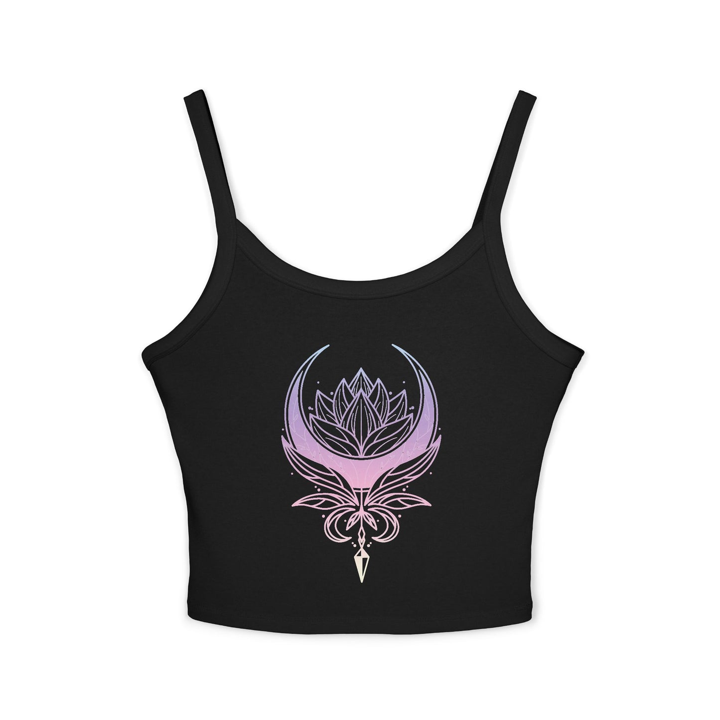 Lotus Crescent Moon Spaghetti Strap Tank Top