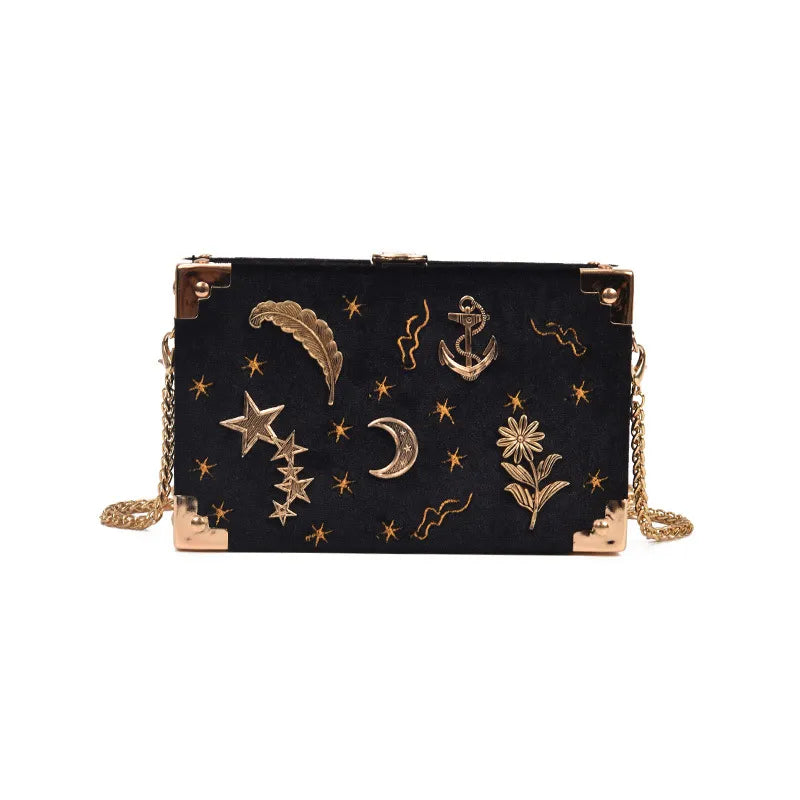 Embroidered Celestial Clutch Bag