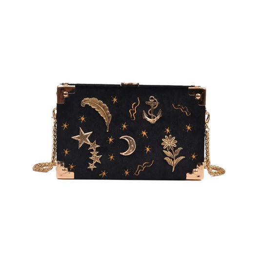 Embroidered Celestial Clutch Bag