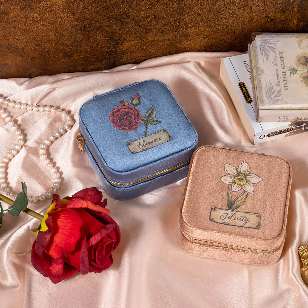 Personalized Birth Flower Constellation Jewelry Box