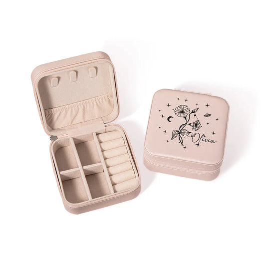 Personalized Birth Flower & Zodiac Constellation Jewelry Box