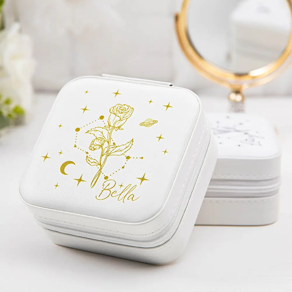 Personalized Birth Flower & Zodiac Constellation Jewelry Box