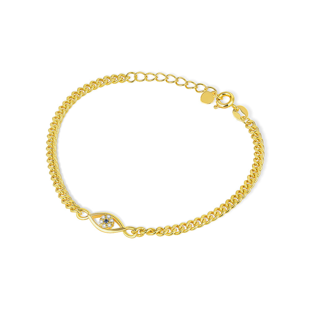 Cuban Link Evil Eye Bracelet Brass