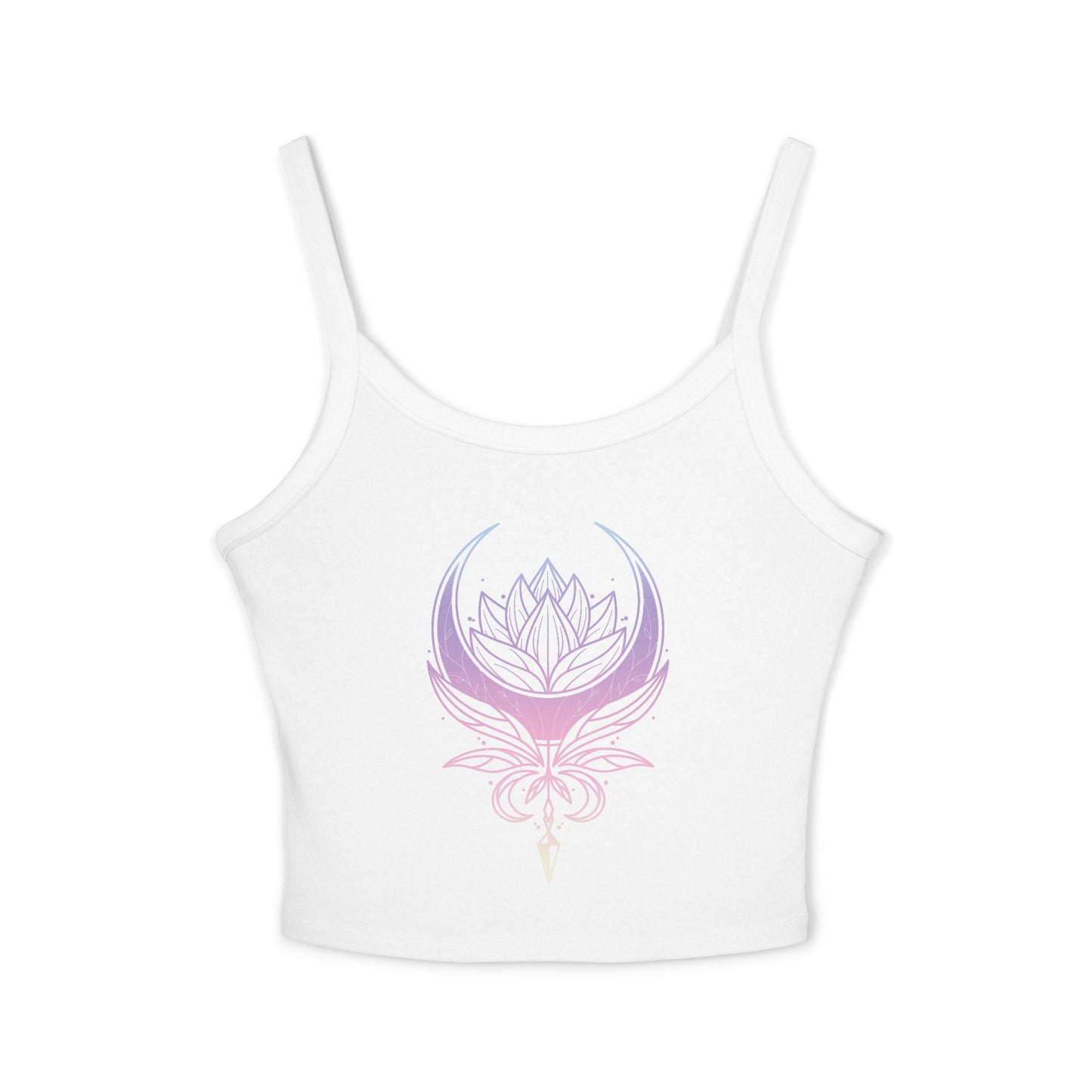 Lotus Crescent Moon Spaghetti Strap Tank Top