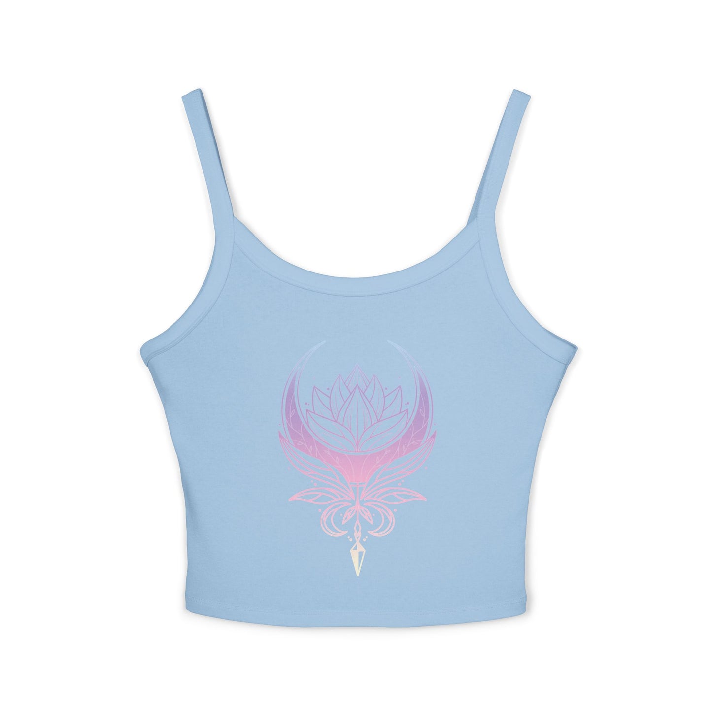 Lotus Crescent Moon Spaghetti Strap Tank Top