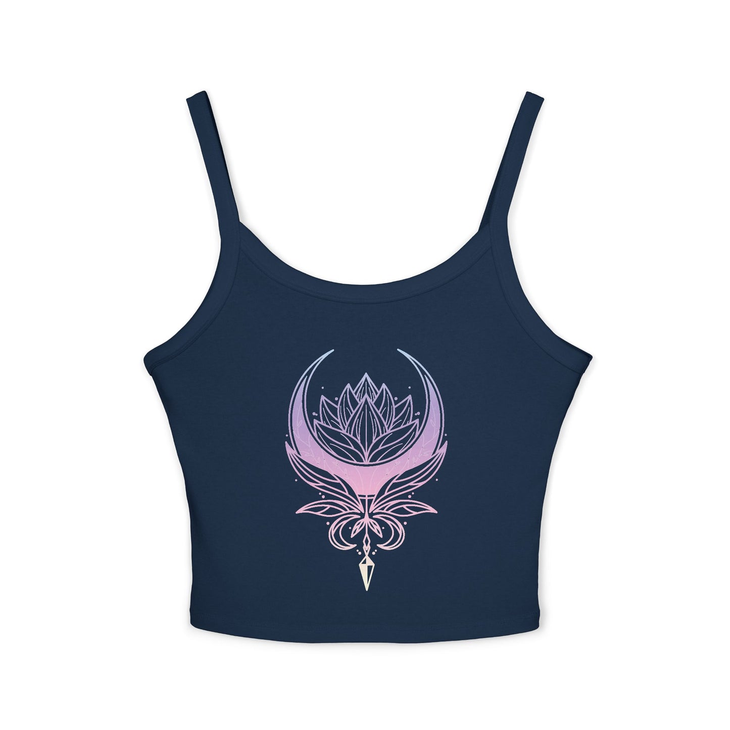 Lotus Crescent Moon Spaghetti Strap Tank Top