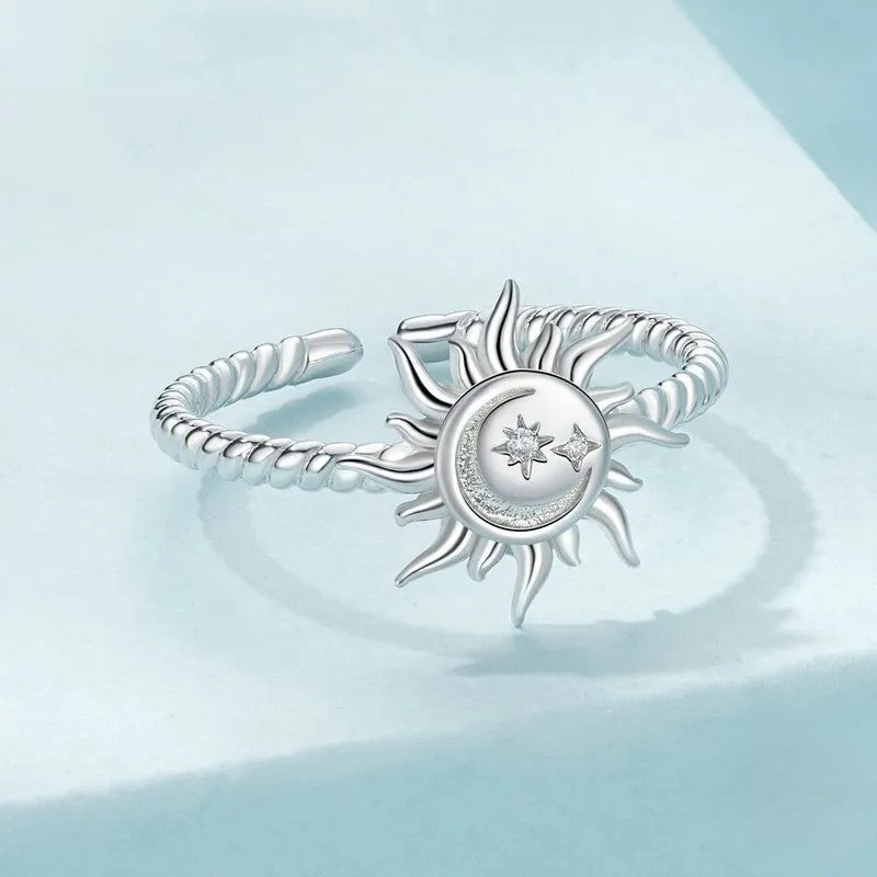 Celestial Sun Ring Sterling Silver