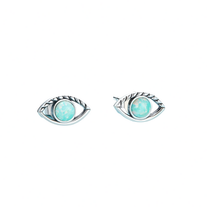 Opal Evil Eye Earrings Sterling Silver