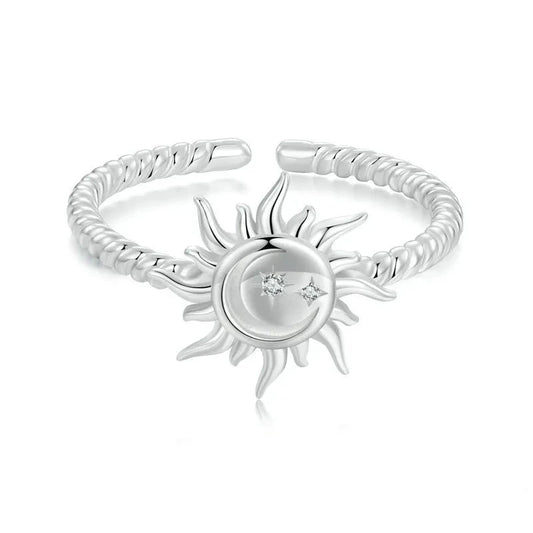 Celestial Sun Ring Sterling Silver