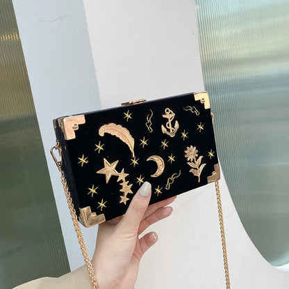 Embroidered Celestial Clutch Bag