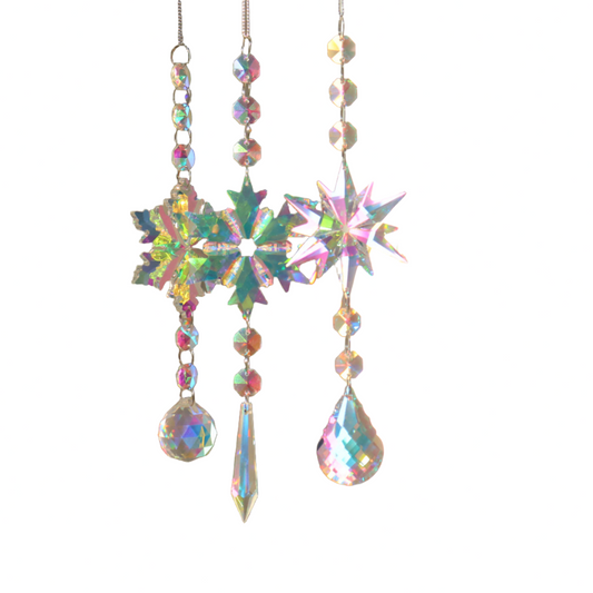 Iridescent/Transparent Snowflake Crystal Suncatcher