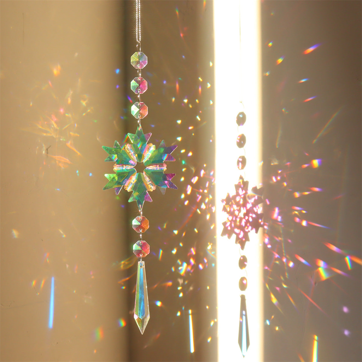 Iridescent/Transparent Snowflake Crystal Suncatcher