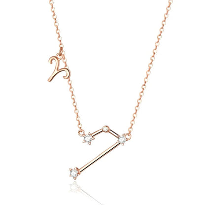 Rose Gold Zodiac Constellation & Symbol Necklace Sterling Silver