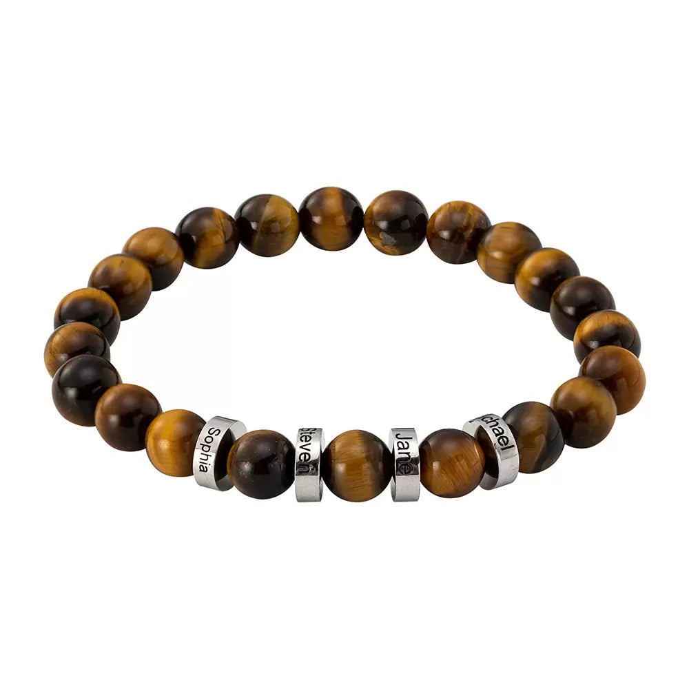 Mens Custom Beaded Gemstone Bracelet