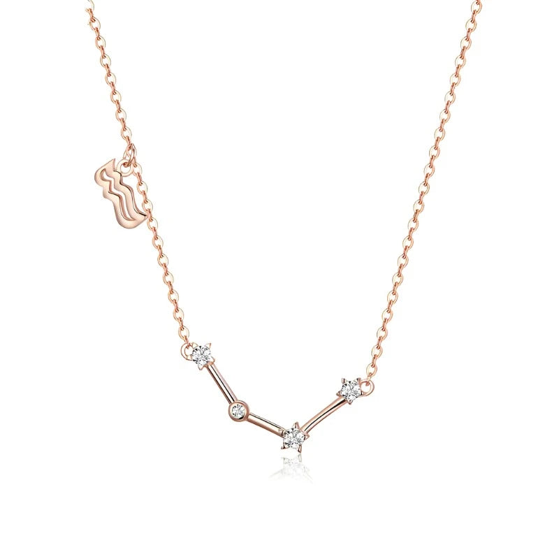 Rose Gold Zodiac Constellation & Symbol Necklace Sterling Silver