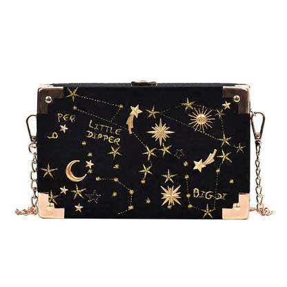 Embroidered Constellation Clutch Bag