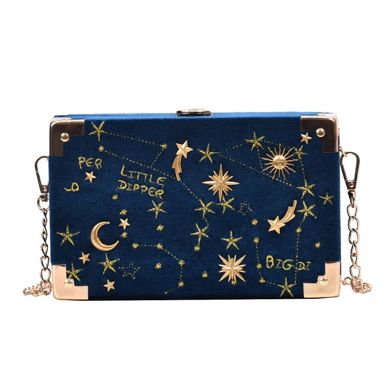 Embroidered Constellation Clutch Bag