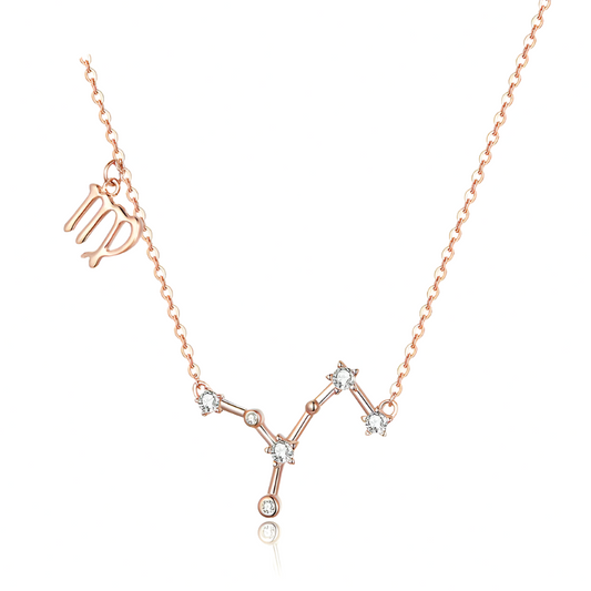 Rose Gold Zodiac Constellation & Symbol Necklace Sterling Silver