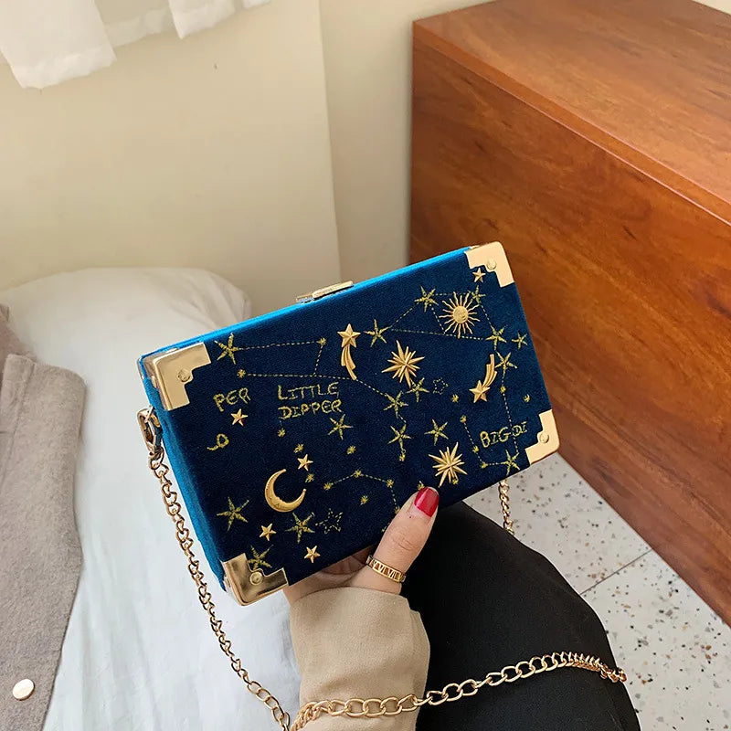 Embroidered Constellation Clutch Bag