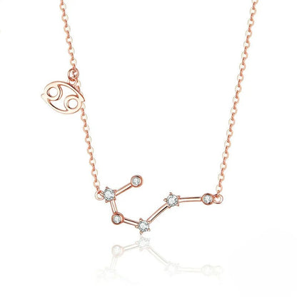 Rose Gold Zodiac Constellation & Symbol Necklace Sterling Silver