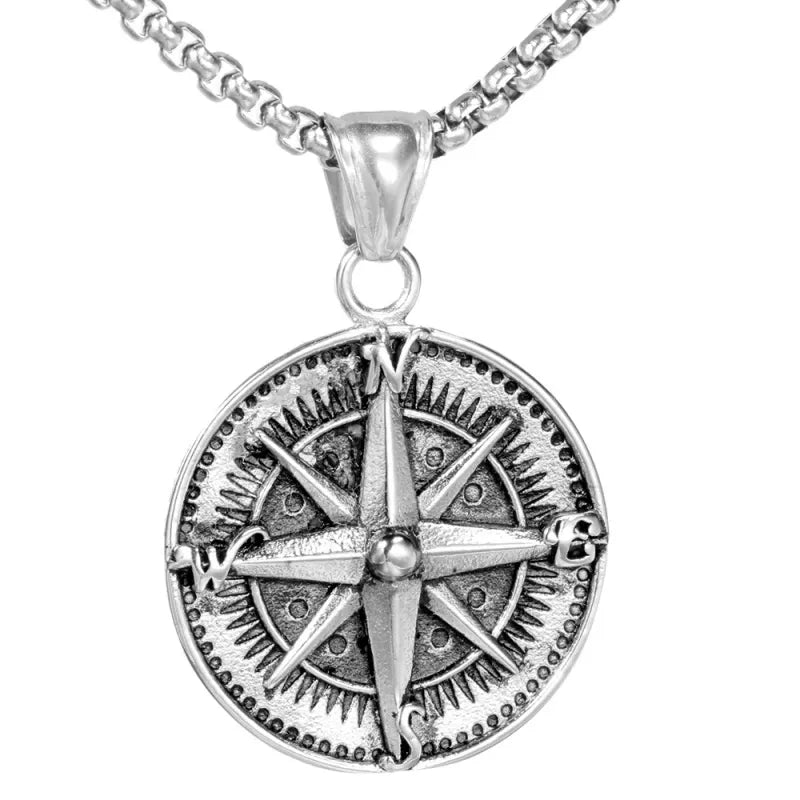 North Star Compass Necklace Titanium Steel