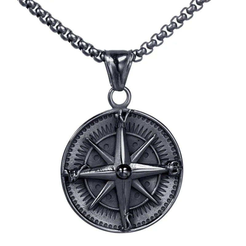 North Star Compass Necklace Titanium Steel