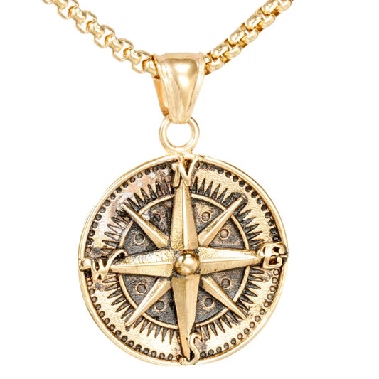 North Star Compass Necklace Titanium Steel