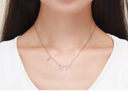 Rose Gold Zodiac Constellation & Symbol Necklace Sterling Silver