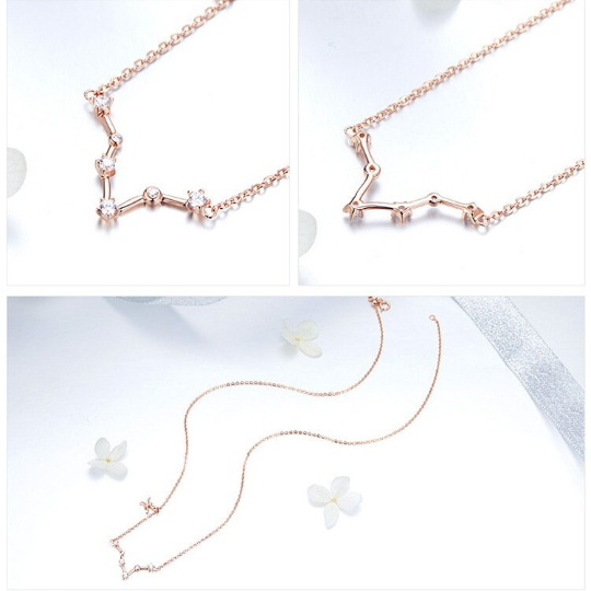 Rose Gold Zodiac Constellation & Symbol Necklace Sterling Silver