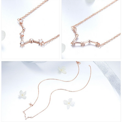 Rose Gold Zodiac Constellation & Symbol Necklace Sterling Silver