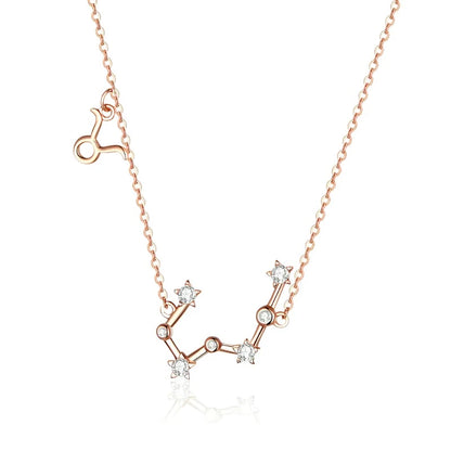 Rose Gold Zodiac Constellation & Symbol Necklace Sterling Silver