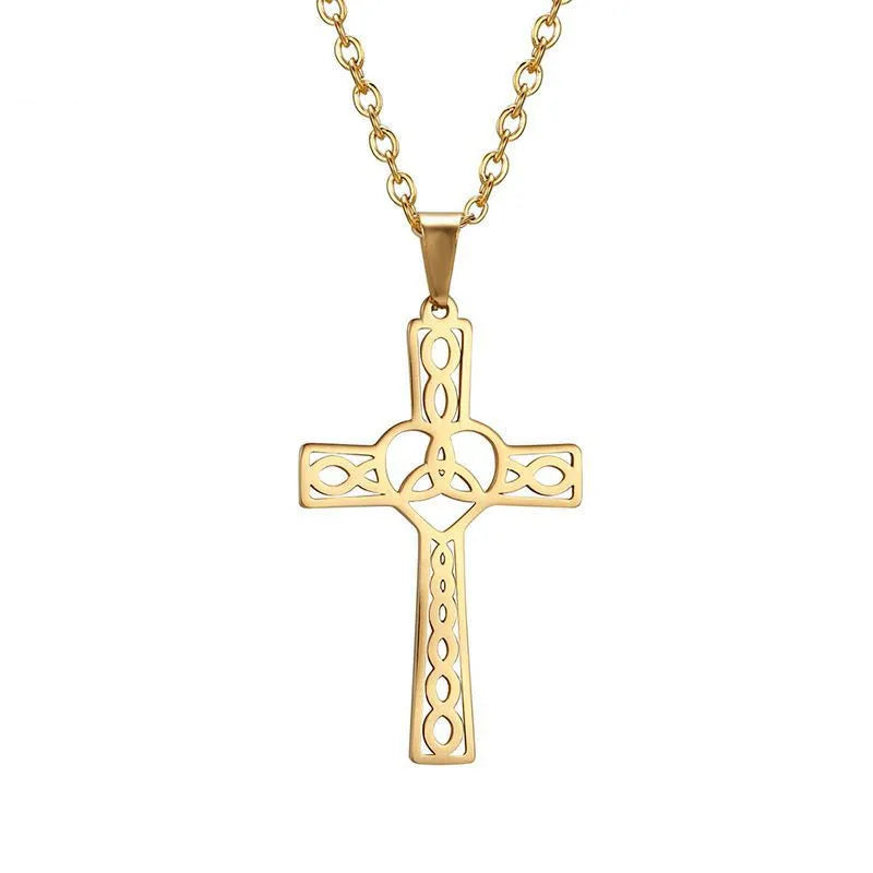 Celtic Knot Cross Necklace Stainless Steel