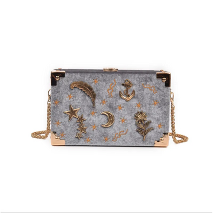 Embroidered Celestial Clutch Bag