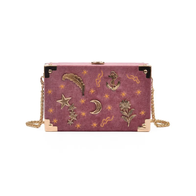 Embroidered Celestial Clutch Bag