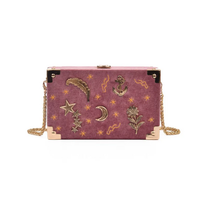 Embroidered Celestial Clutch Bag