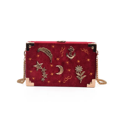 Embroidered Celestial Clutch Bag