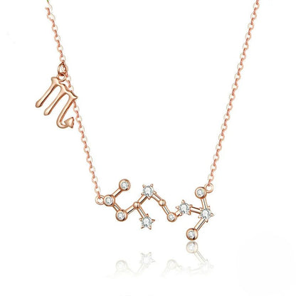 Rose Gold Zodiac Constellation & Symbol Necklace Sterling Silver