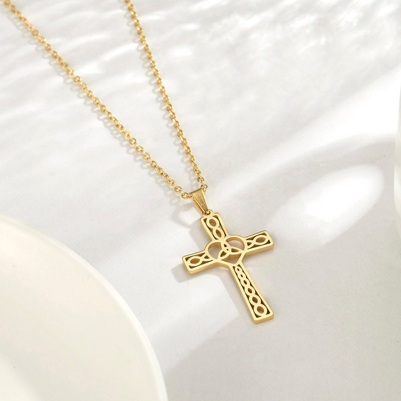 Celtic Knot Cross Necklace Stainless Steel