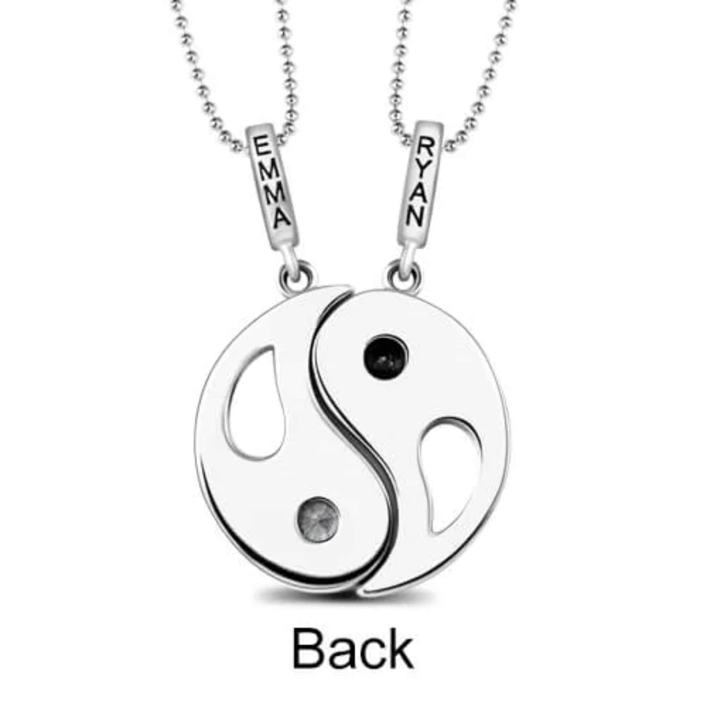 Personalized Yin Yang Necklace with Birthstones Sterling Silver