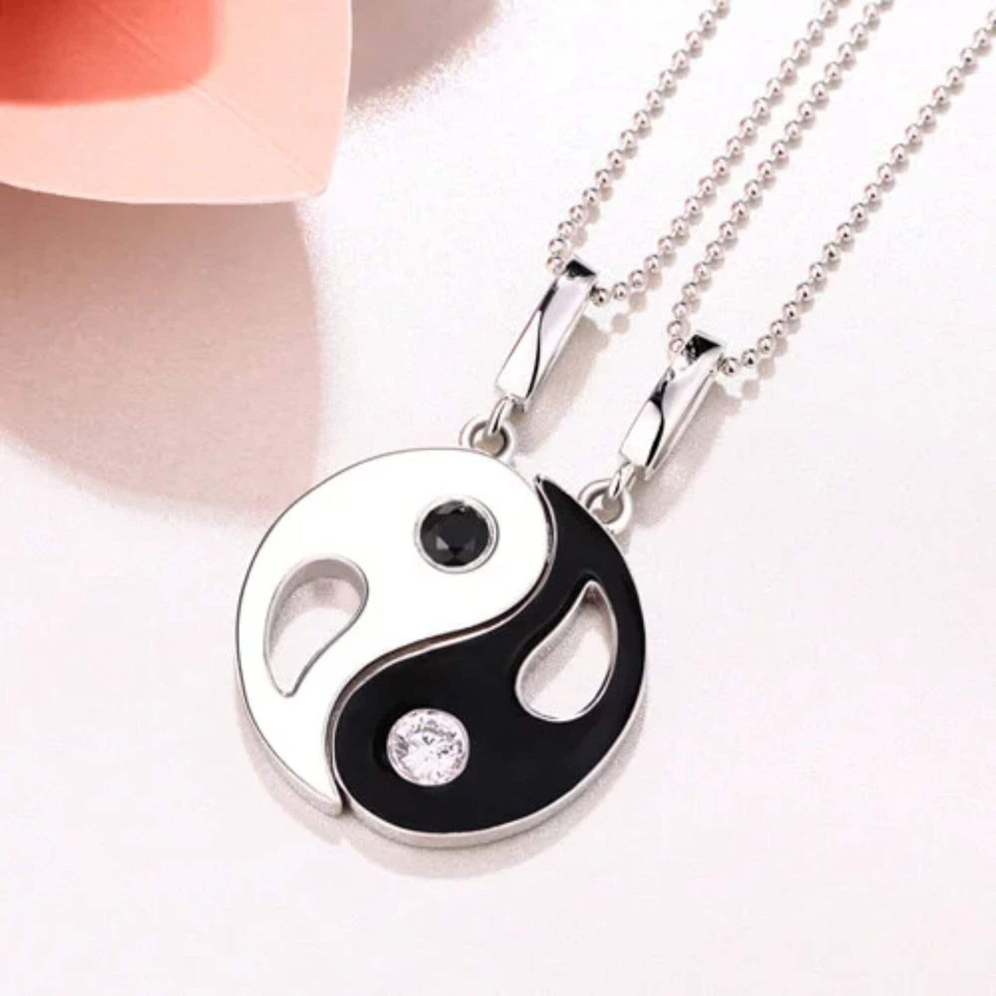 Personalized Yin Yang Necklace with Birthstones Sterling Silver