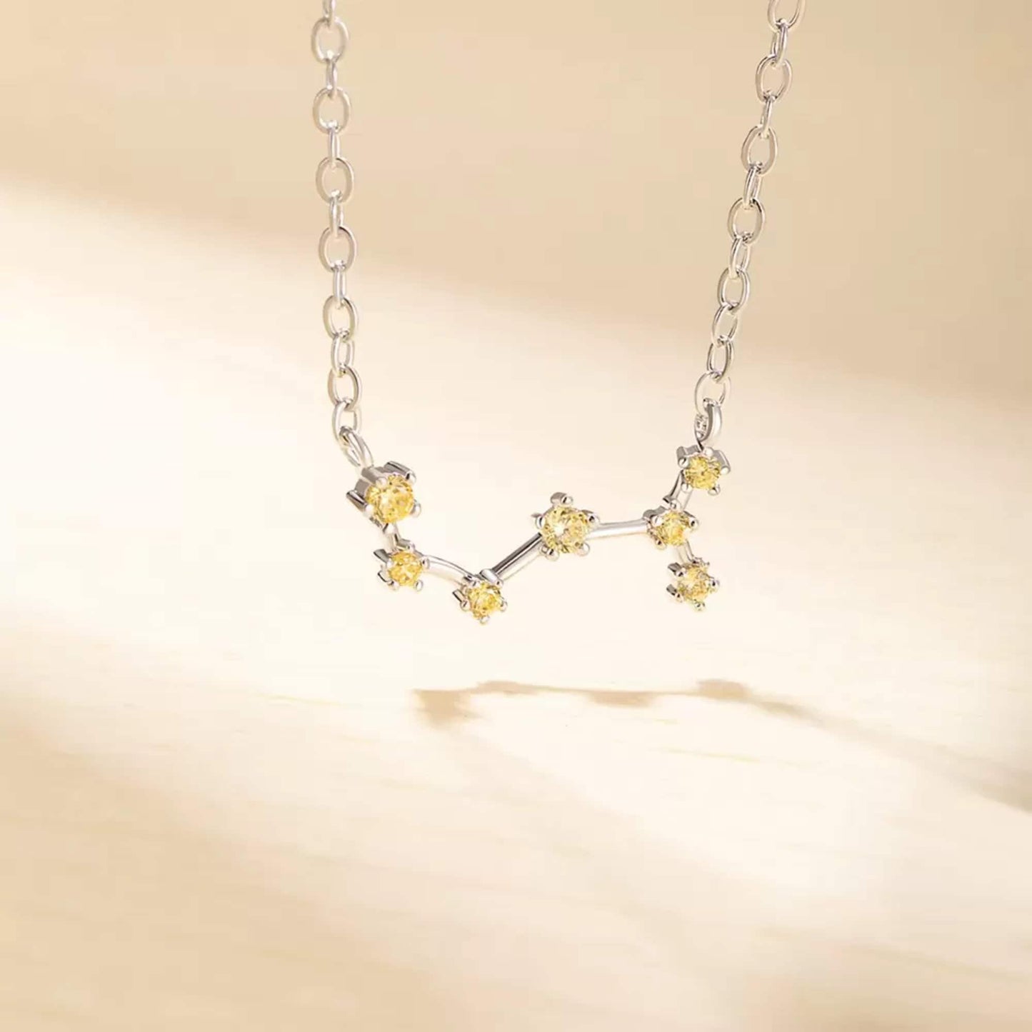 Zodiac Constellation Necklace with Birthstones Sterling Silver