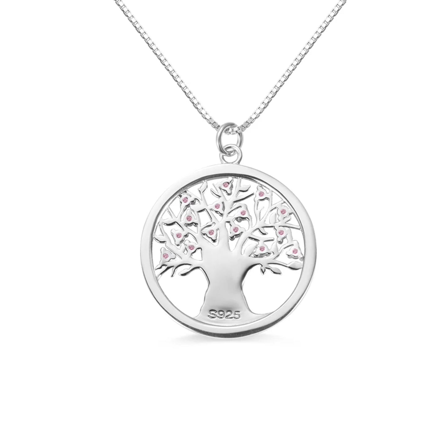 Tree of Life Necklace with Initials & Birthstones Sterling Silver