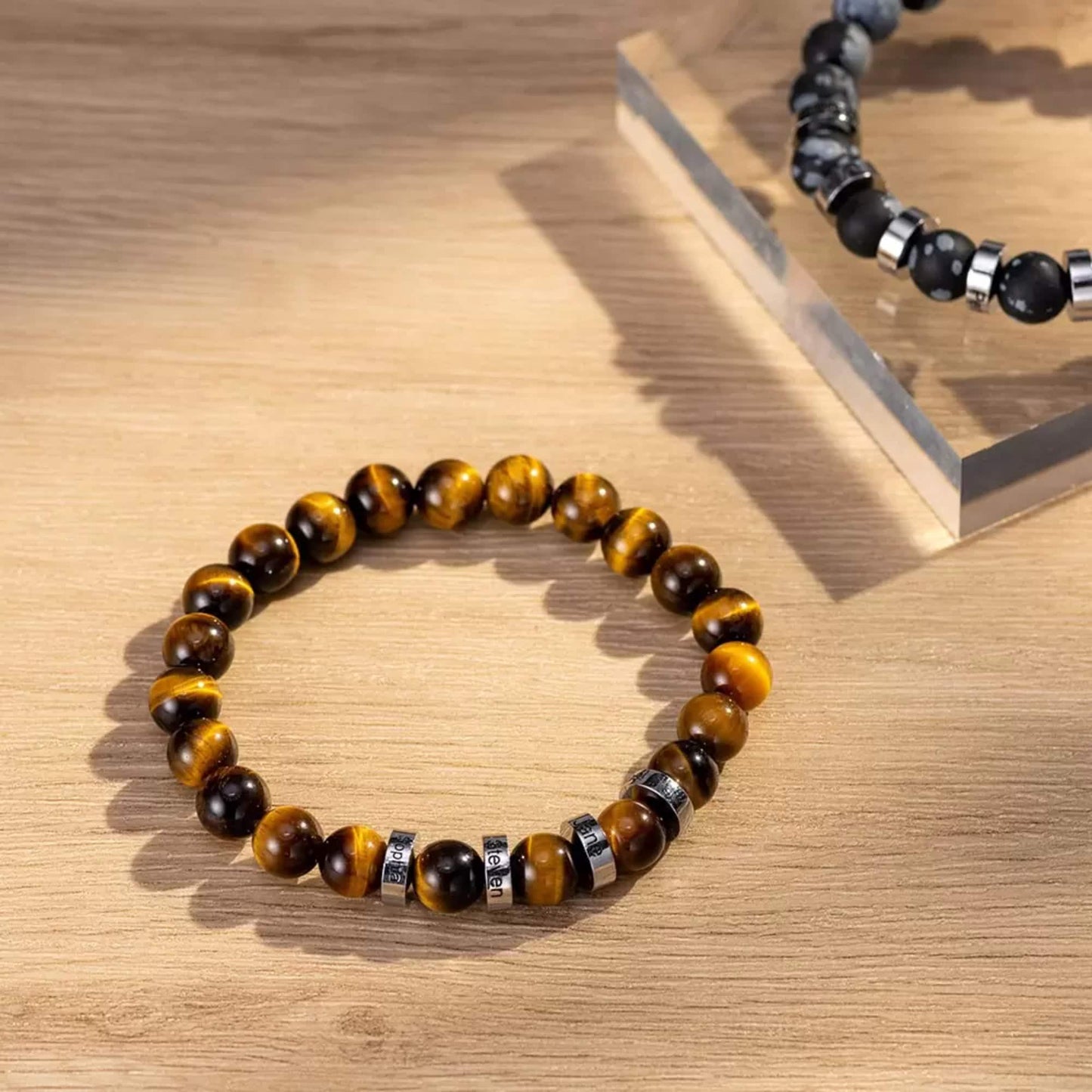 Mens Custom Beaded Gemstone Bracelet