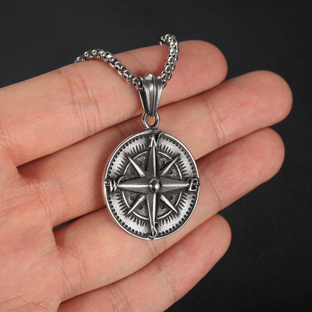 North Star Compass Necklace Titanium Steel