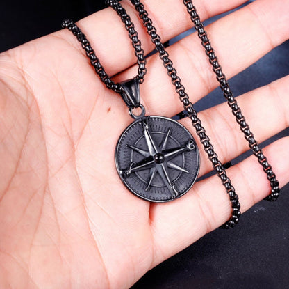 North Star Compass Necklace Titanium Steel