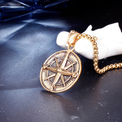 North Star Compass Necklace Titanium Steel