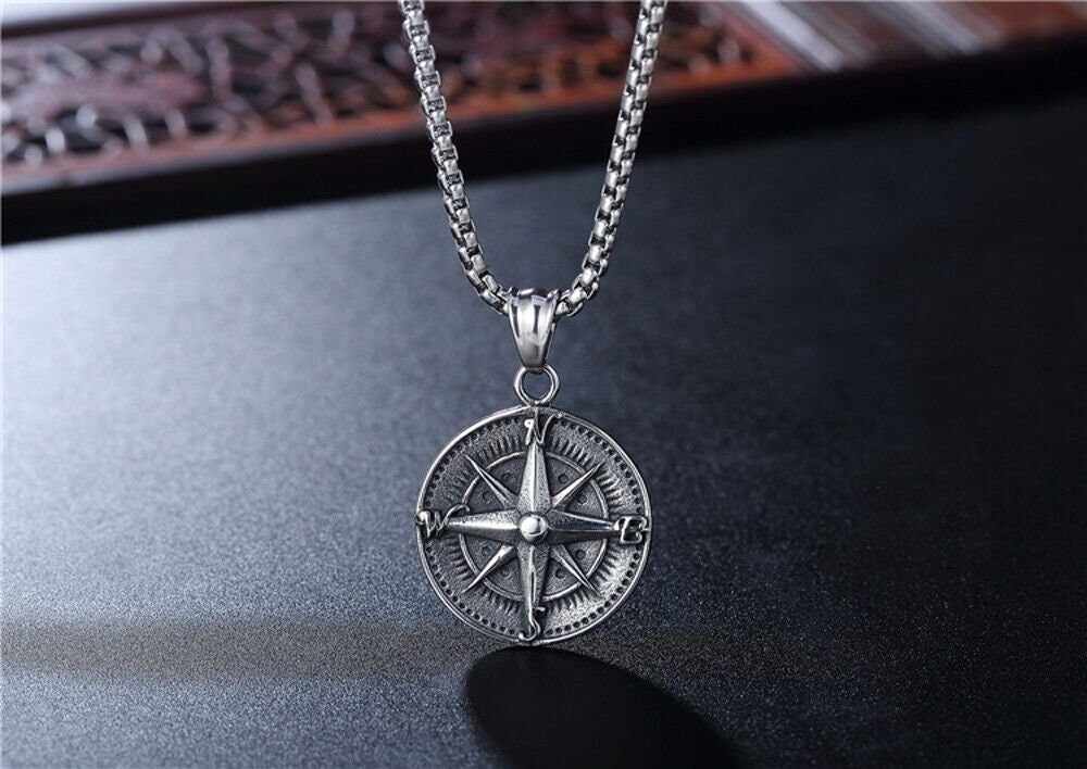 North Star Compass Necklace Titanium Steel