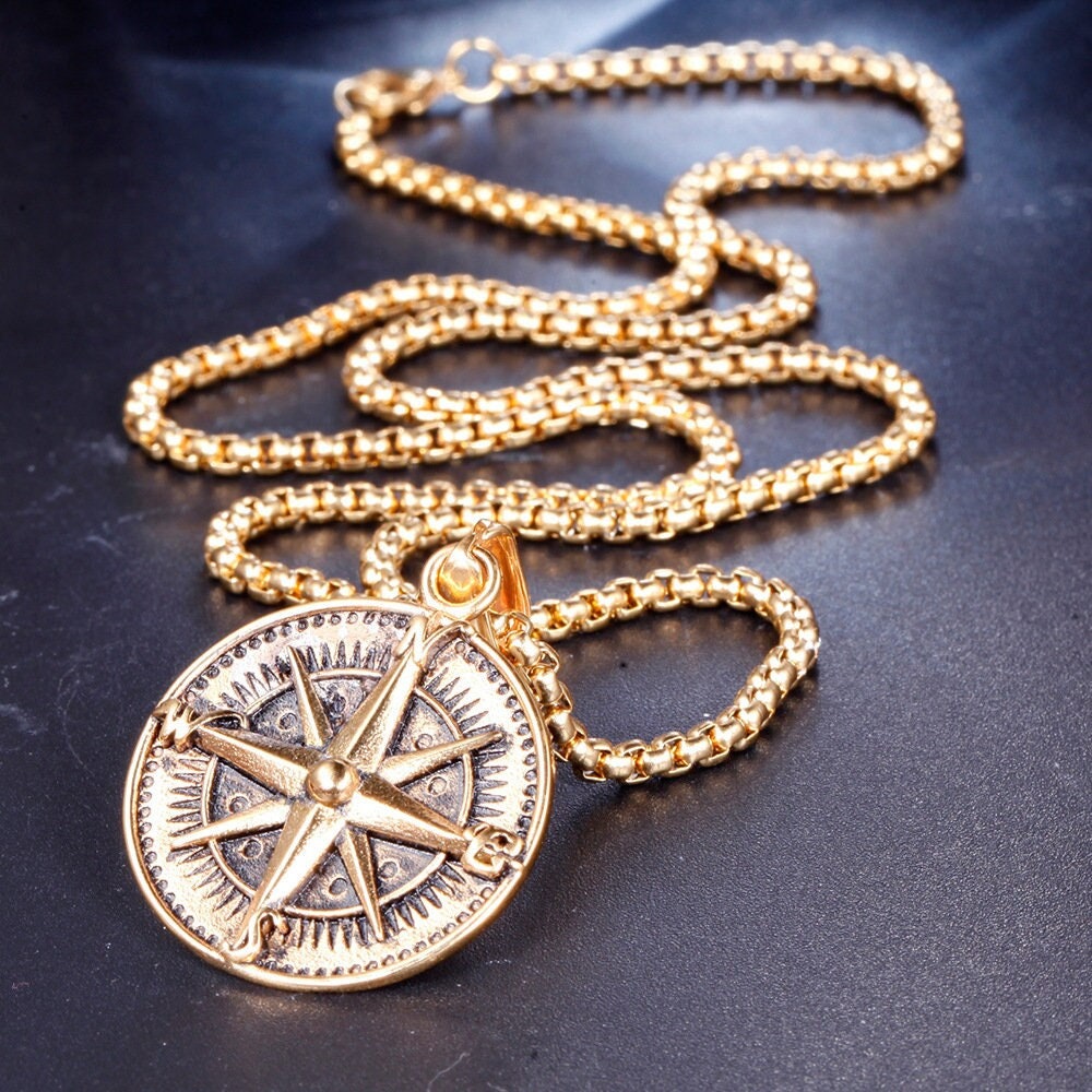 North Star Compass Necklace Titanium Steel